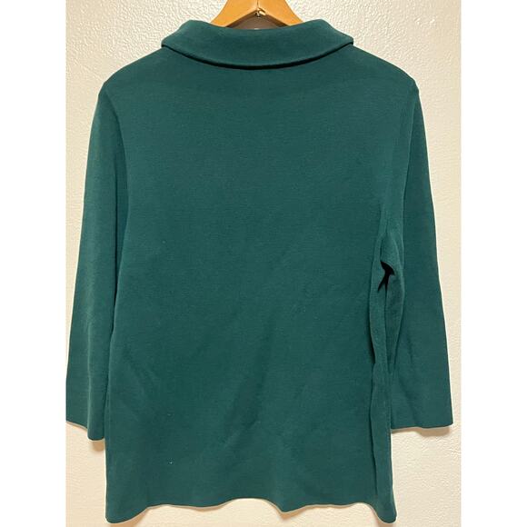 Women's Talbots Green Spring Fall Winter Turtleneck Cotton Sweater Size Large - Picture 2 of 4